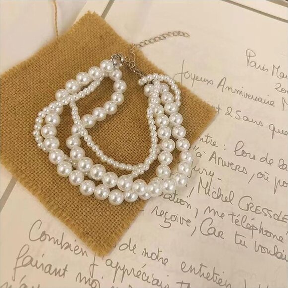 🆕 Women White Pearl Bracelet Layered Cross Fashion Simple Stylish Jewelry Gifts - Picture 5 of 8